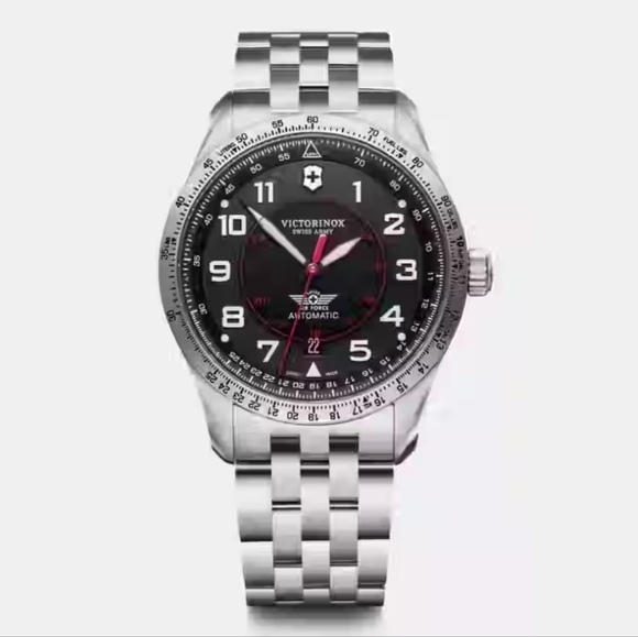 Victorinox Air Boss Mechanical Silver and Black Men's Watch - Picture 6 of 12